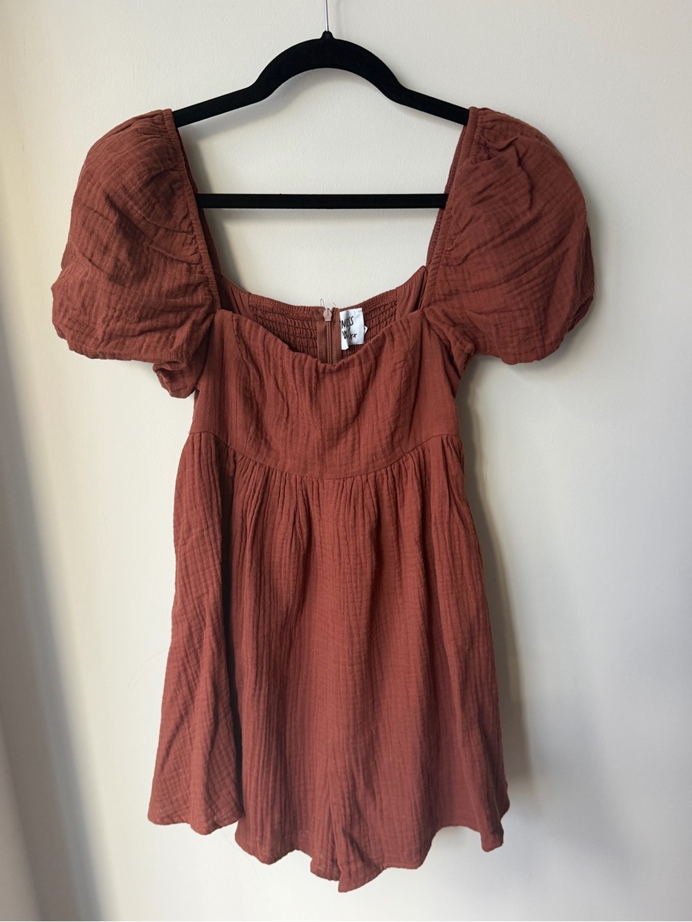 Princess Polly Rust Puff-Sleeve Romper